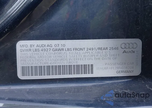 WAUBFAFL2BN014208: 42912200