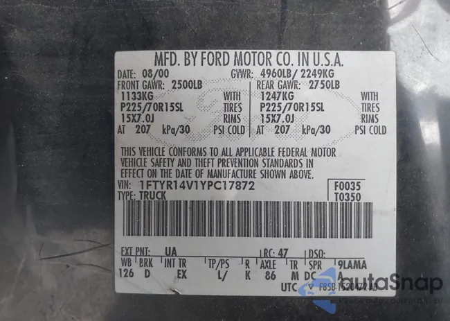 1FTYR14V1YPC17872: 42911276