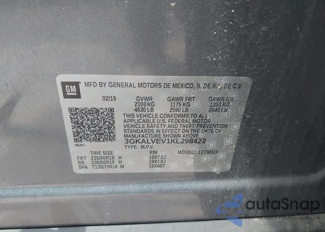 3GKALVEV1KL298422: 42911656