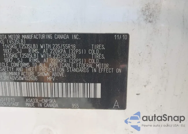 2T3RF4DV5BW102606: 42912748