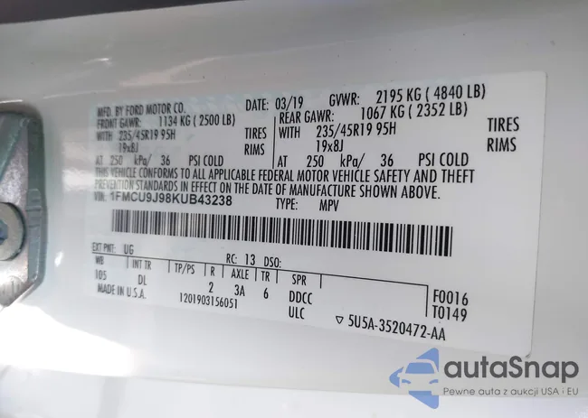 1FMCU9J98KUB43238: 42912786