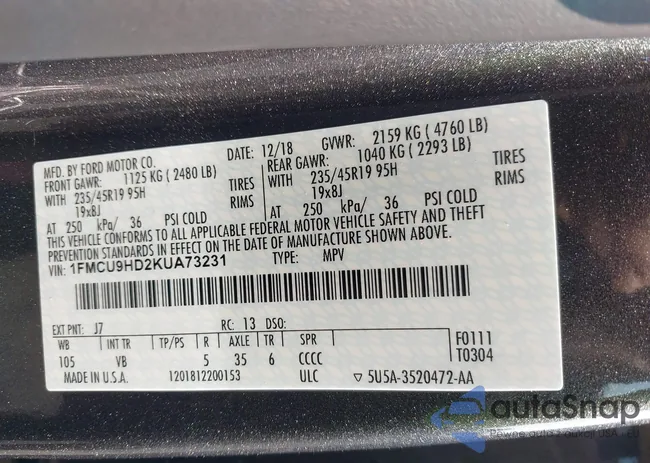 1FMCU9HD2KUA73231: 42912791