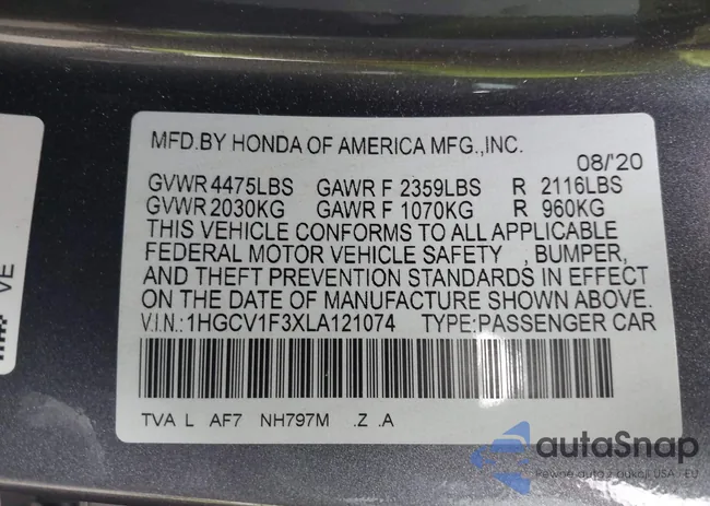 1HGCV1F3XLA121074: 42912908