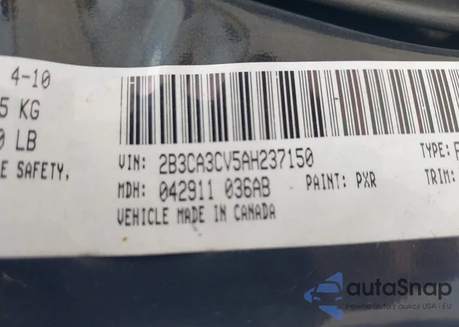 2B3CA3CV5AH237150: 42912963
