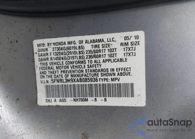 5FNRL3H9XAB085936: 42912983