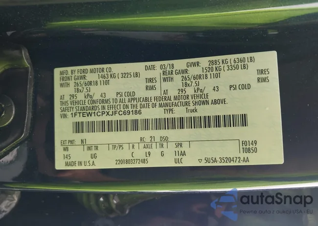 1FTEW1CPXJFC69186: 42913105