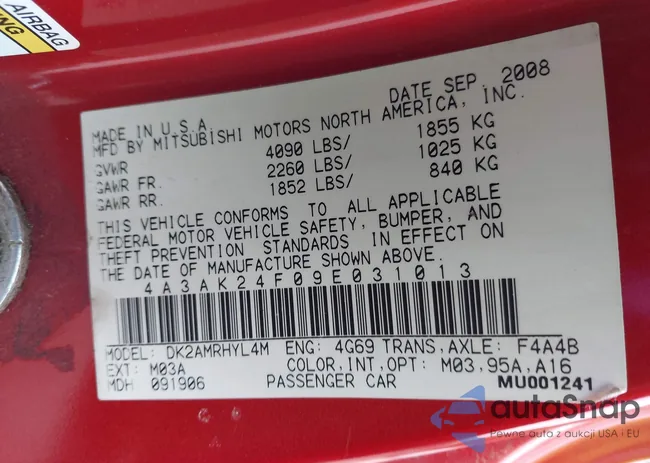 4A3AK24F09E031013: 42913130