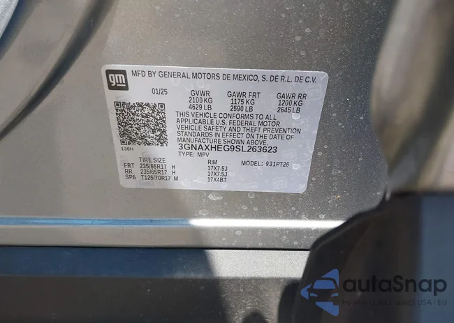 3GNAXHEG9SL263623: 42912609