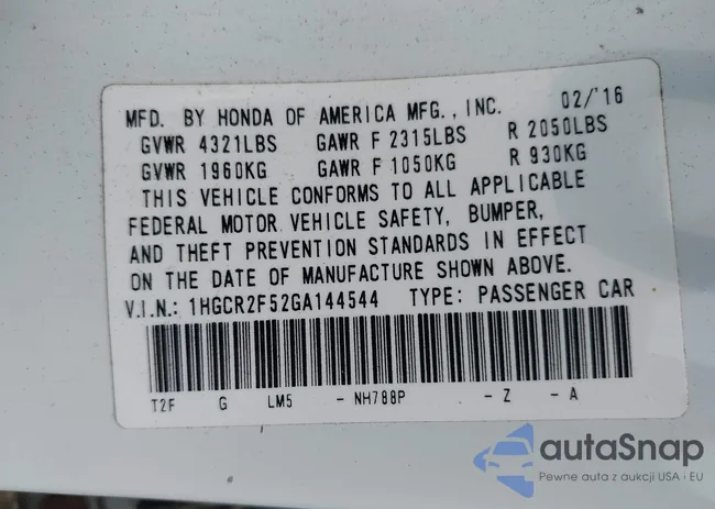 1HGCR2F52GA144544: 42914112