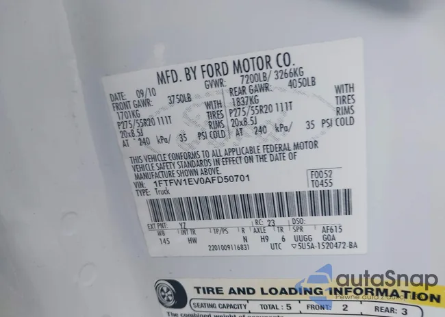 1FTFW1EV0AFD50701: 42914175