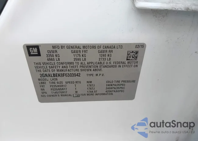 2GNALBEK8F6303942: 42914231