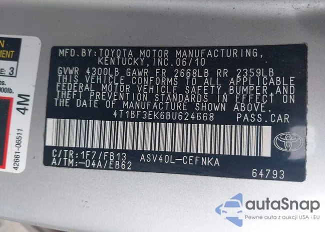 4T1BF3EK6BU624668: 42913301