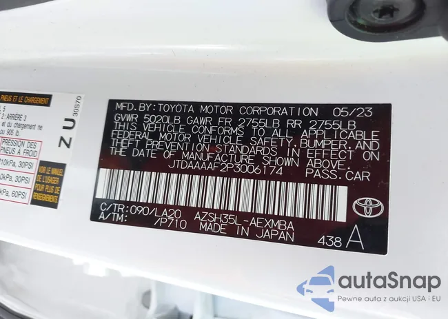 JTDAAAAF2P3006174: 42913329