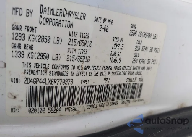 2D4GP44LX6R770973: 42913397