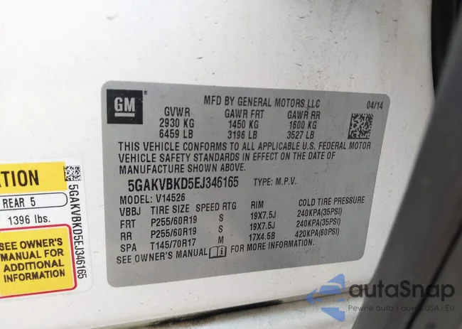 5GAKVBKD5EJ346165: 42913596