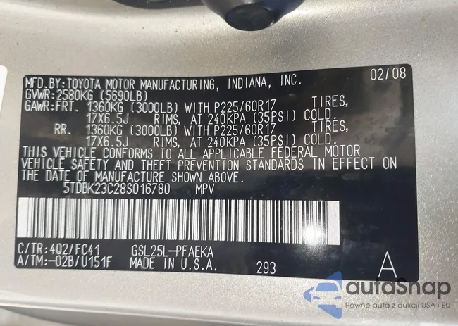 5TDBK23C28S016780: 42913654