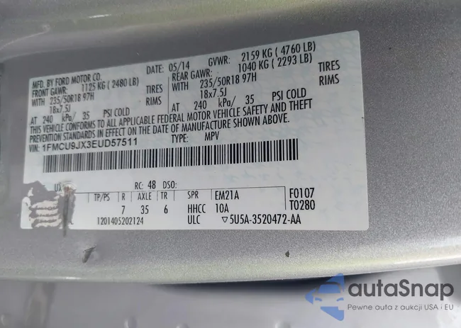 1FMCU9JX3EUD57511: 42914734