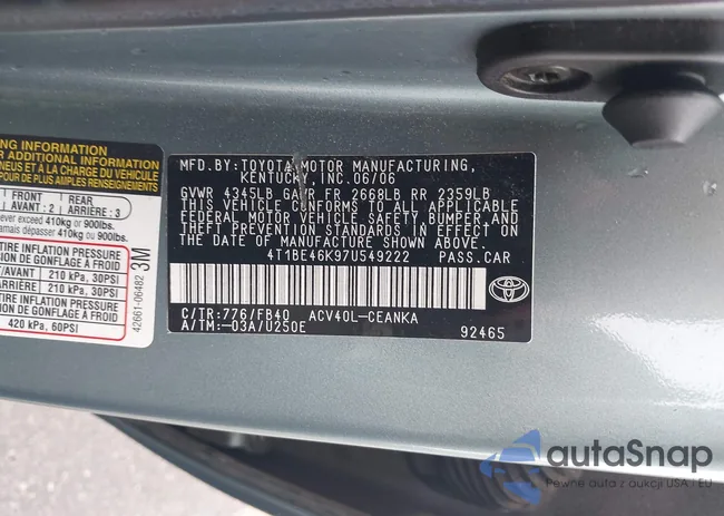 4T1BE46K97U549222: 42914946