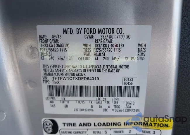 1FTFW1CTXDFD64319: 42915260