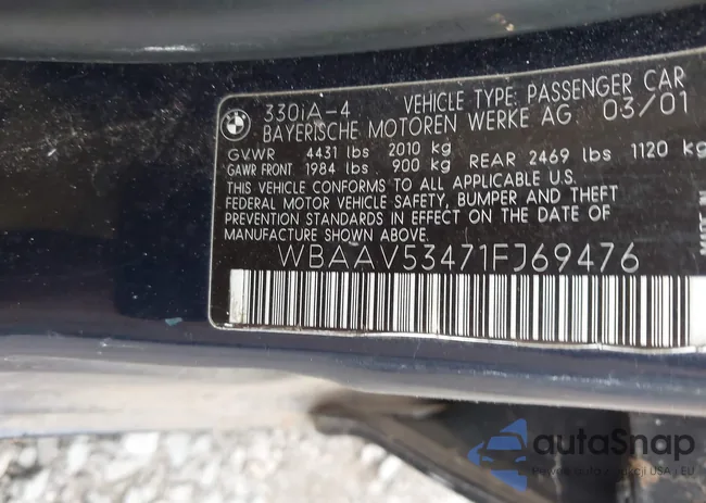 WBAAV53471FJ69476: 42915265