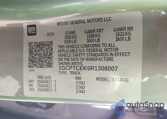 1GCPTCEK6R1308007: 42914307