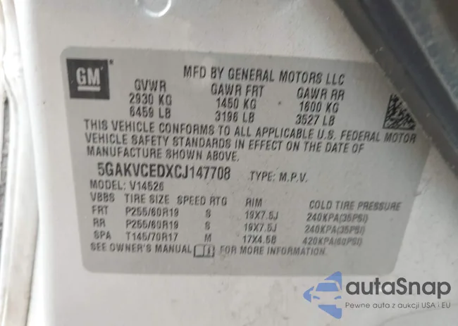 5GAKVCEDXCJ147708: 42915825