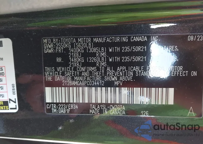 2T2BAMCA8PC034412: 42916074