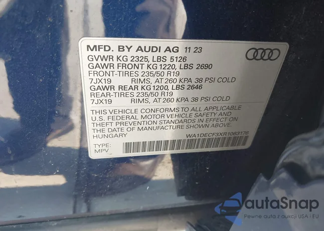 WA1DECF3XR1063176: 42916176