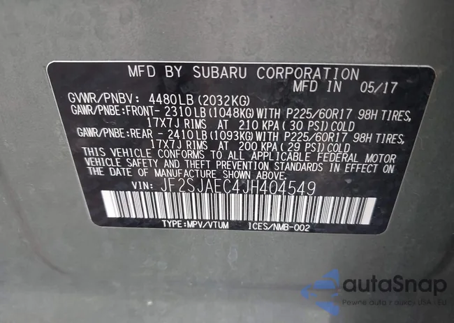 JF2SJAEC4JH404549: 42916191