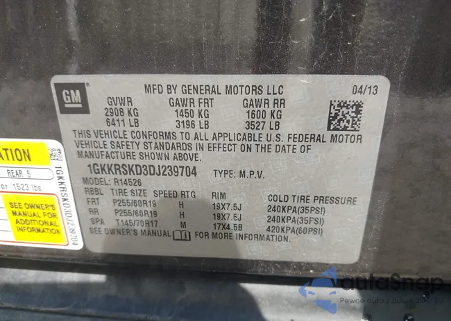 1GKKRSKD3DJ239704: 42915275