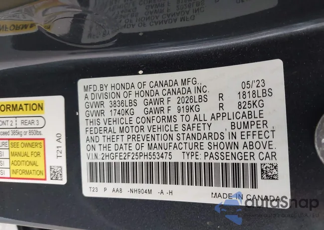 2HGFG3B88CH549585: 42915425