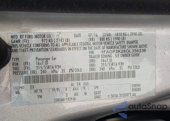 1FADP3K28GL356238: 42915475