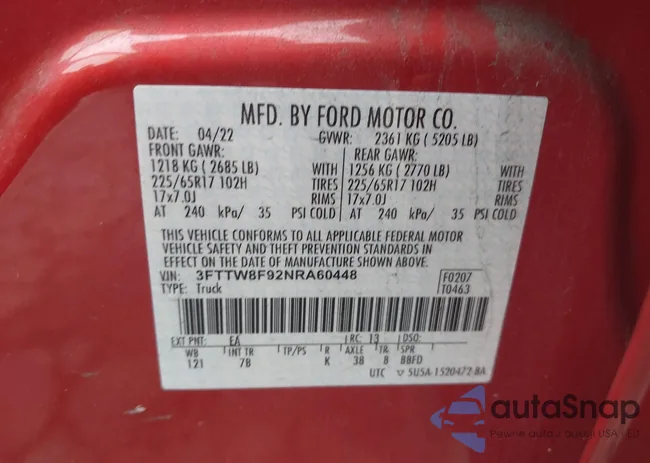 3FTTW8F92NRA60448: 42915511