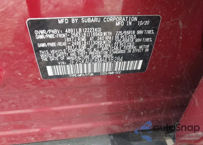 JF2SKAUC6MH438284: 42916716