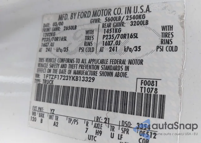 1FTZF1723YKB13329: 42916783