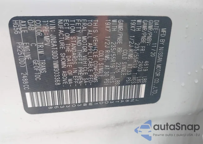 JN8AT3DD1MW303368: 42916895