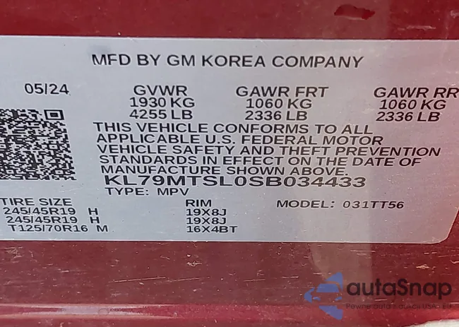 KL79MTSL0SB034433: 42916913