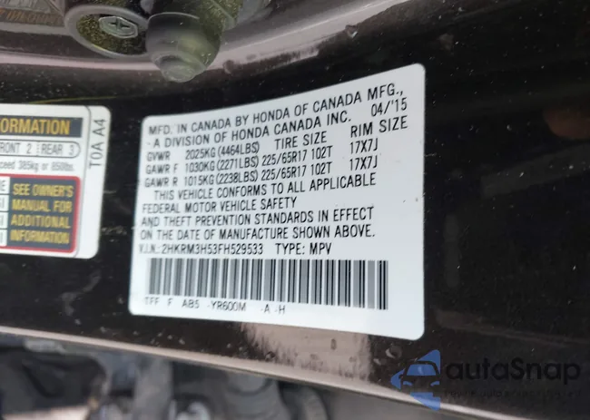 2HKRM3H53FH529533: 42916984