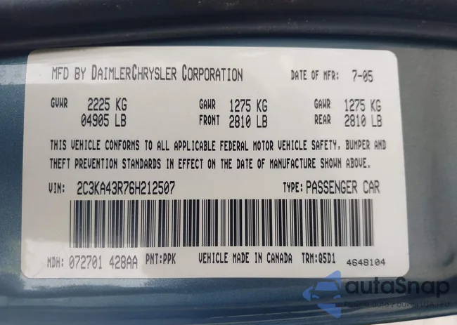 2C3KA43R76H212507: 42917011