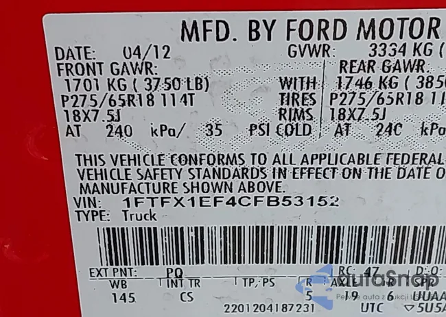 1FTFX1EF4CFB53152: 42917082