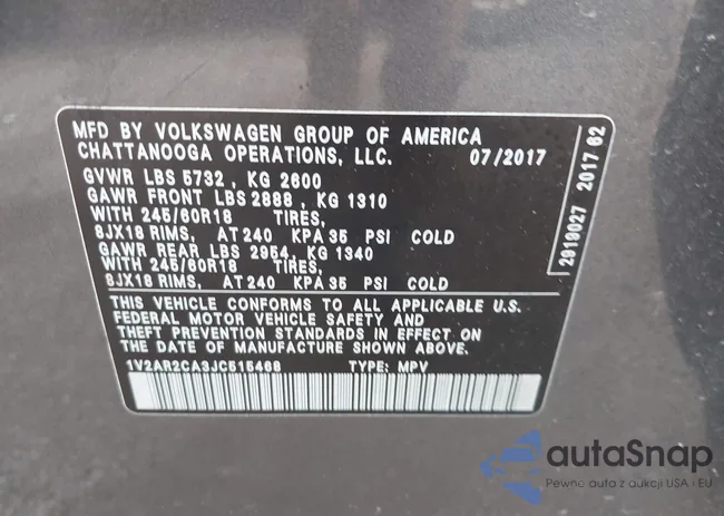 1V2AR2CA3JC515468: 42917130