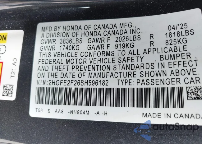 2HGFE2F26SH596182: 42918081