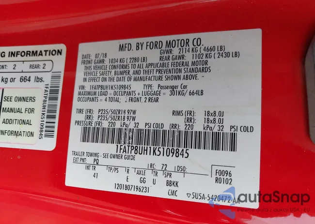 1FATP8UH1K5109845: 42918169