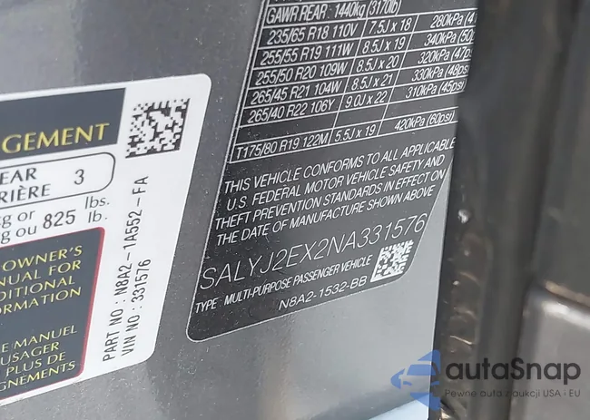 SALYJ2EX2NA331576: 42918222