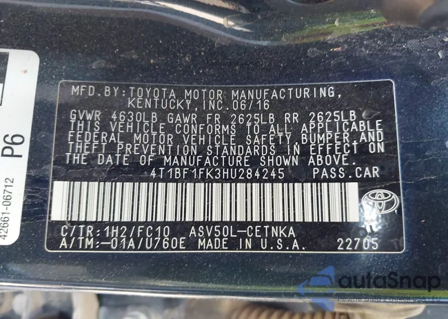 4T1BF1FK3HU284245: 42917279