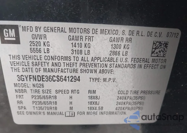 3GYFNDE36CS641294: 42917377