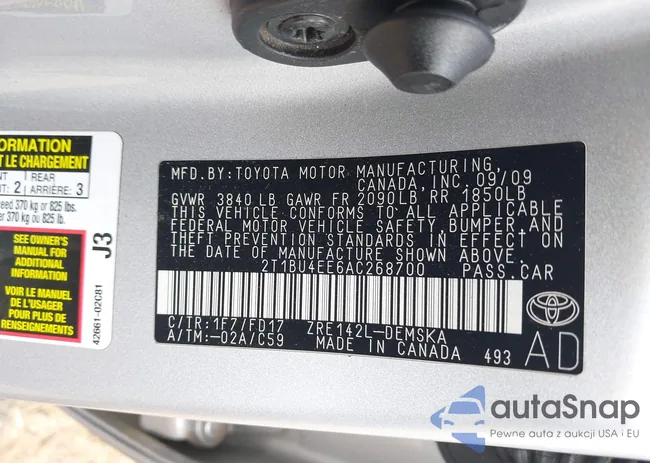 2T1BU4EE6AC268700: 42917430