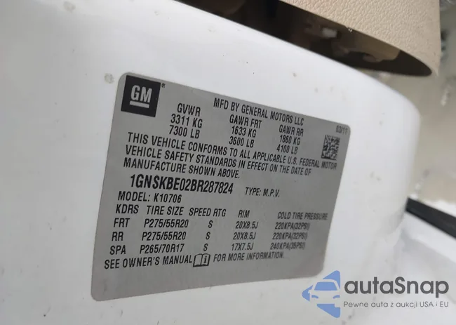 1GNSKBE02BR287824: 42918967