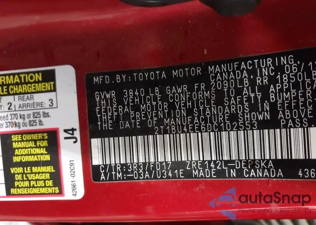 2T1BU4EE6DC102553: 42919017