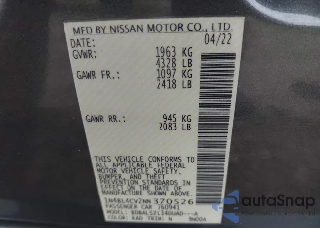 1N4BL4CV2NN370526: 42919019